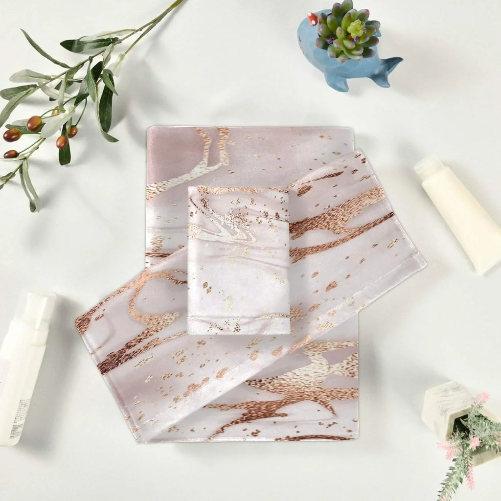 Rose Gold Abstract Marble Bath Towels Absorbent Bath Towels Set Soft & Comfortable Towel Set for Home Hotel Decor, 3 Piece