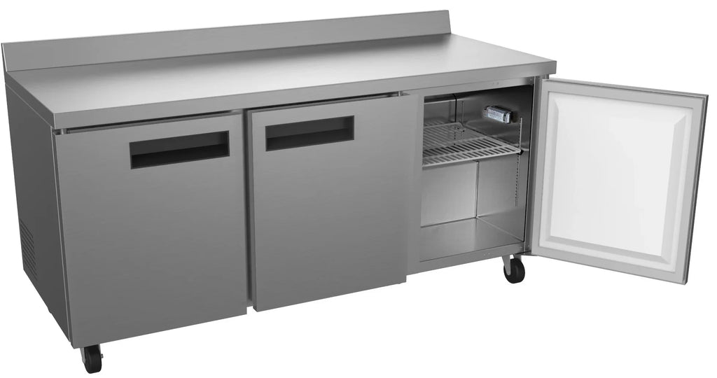 KoolMore 72 in. Three-Door Worktop Refrigerator with 3.5 in. Backsplash – 16.9 Cu. ft.