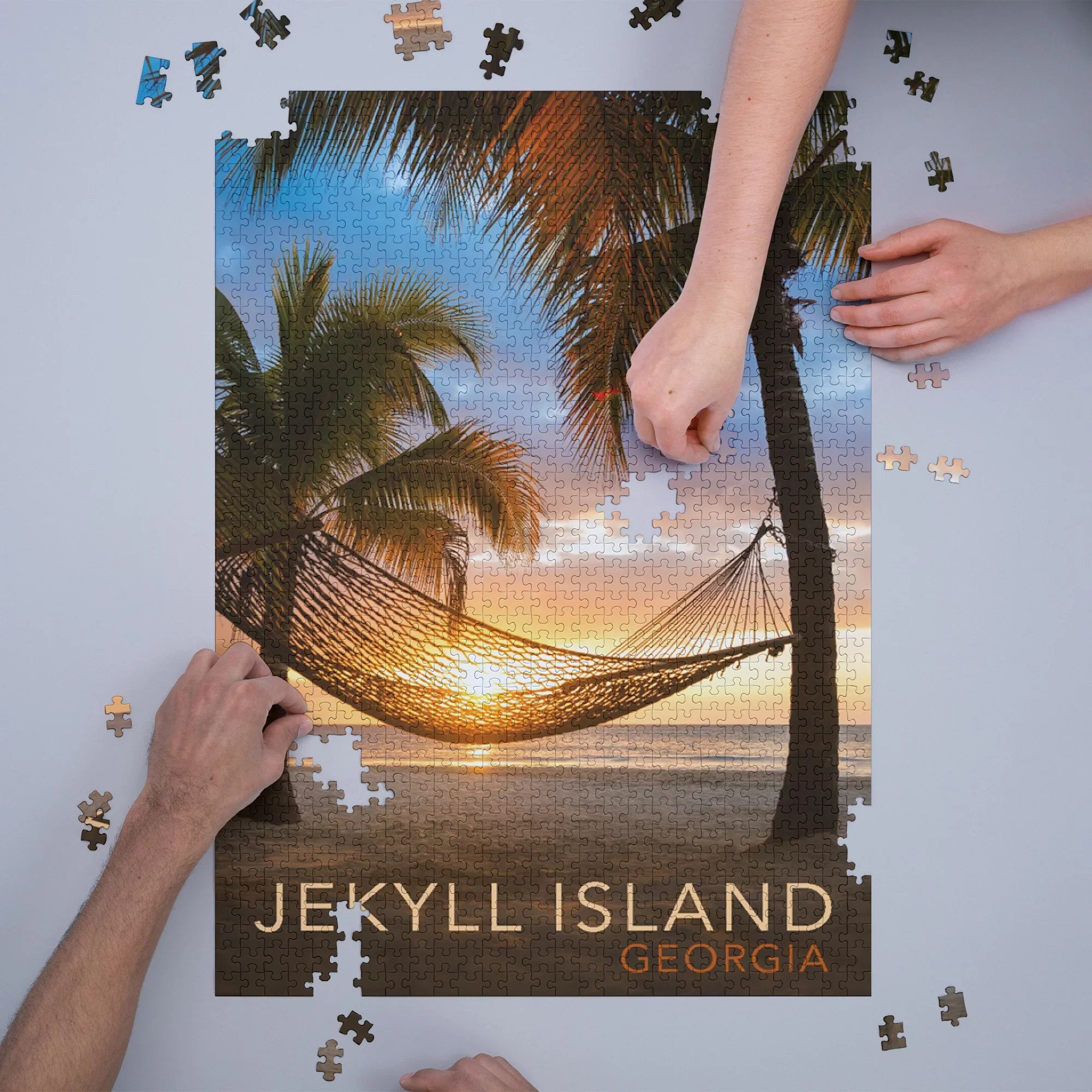 Jekyll Island, Georgia, Hammock and Sunset (1000 Piece Puzzle, Size 19x27, Challenging Jigsaw Puzzle for Adults and Family, Made in )