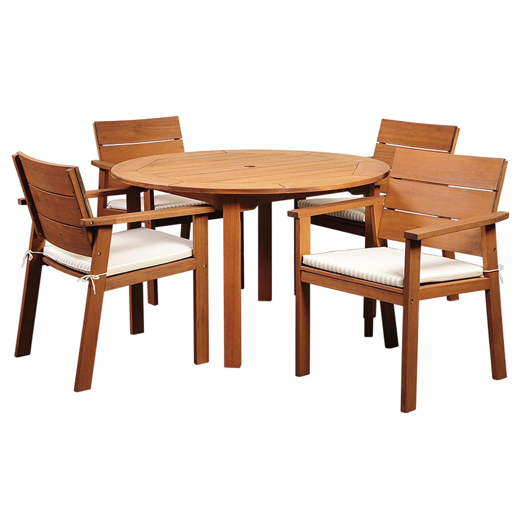 Outdoor Living and Style 5-Piece Brown Nelson Eucalyptus Round Patio Dining Set 47"