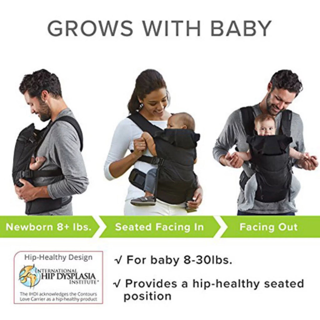 Contours Love 3-Position Baby Carrier, Newborn, Infant, Toddler, Charcoal Gray Mesh, One Size