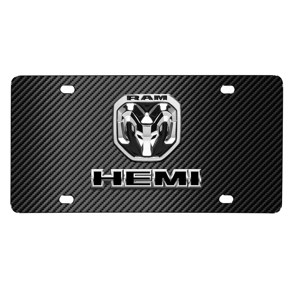 2019 up  3D Dual Logo Black Carbon Fiber Patten Steel License Plate