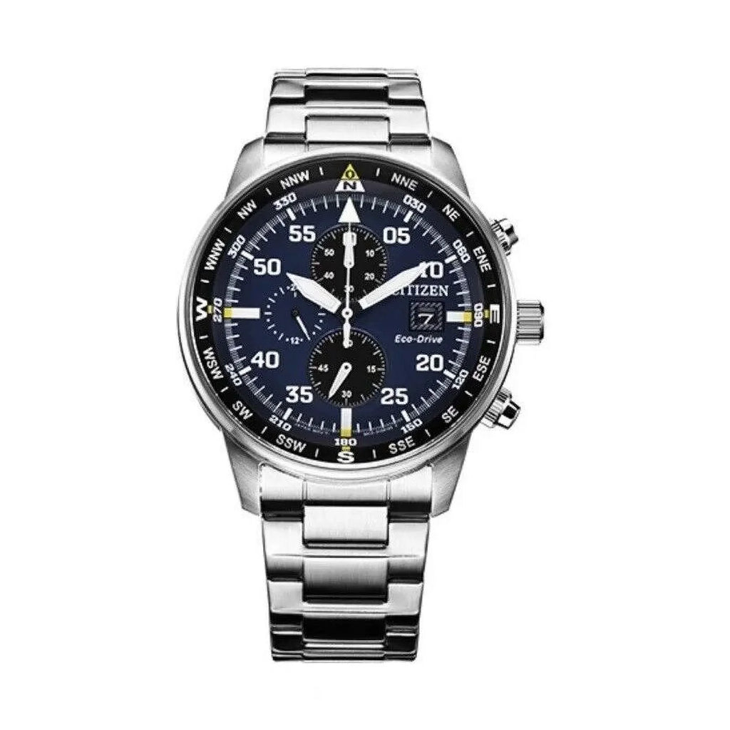 Men's Classic Business Aviator Chronograph Black Dial Eco-Drive Watch