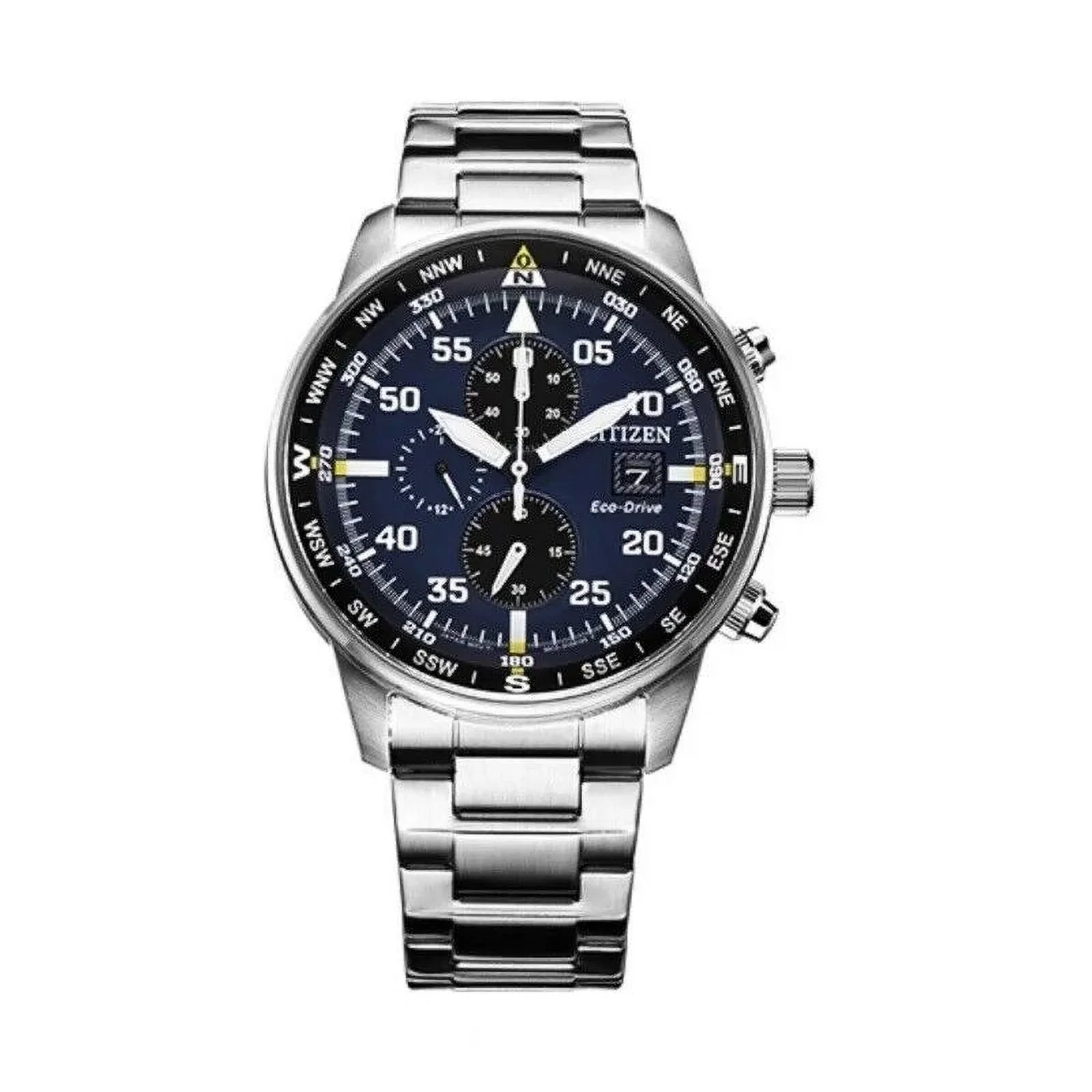 Men's Classic Business Aviator Chronograph Black Dial Eco-Drive Watch