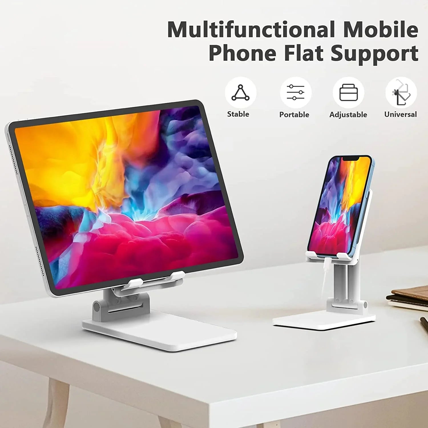 Cell Phone Stand Tablet Phone Holder for Desk Portable Cute Double Rod Anti-Slip Foldable Phone Stand Compatible
