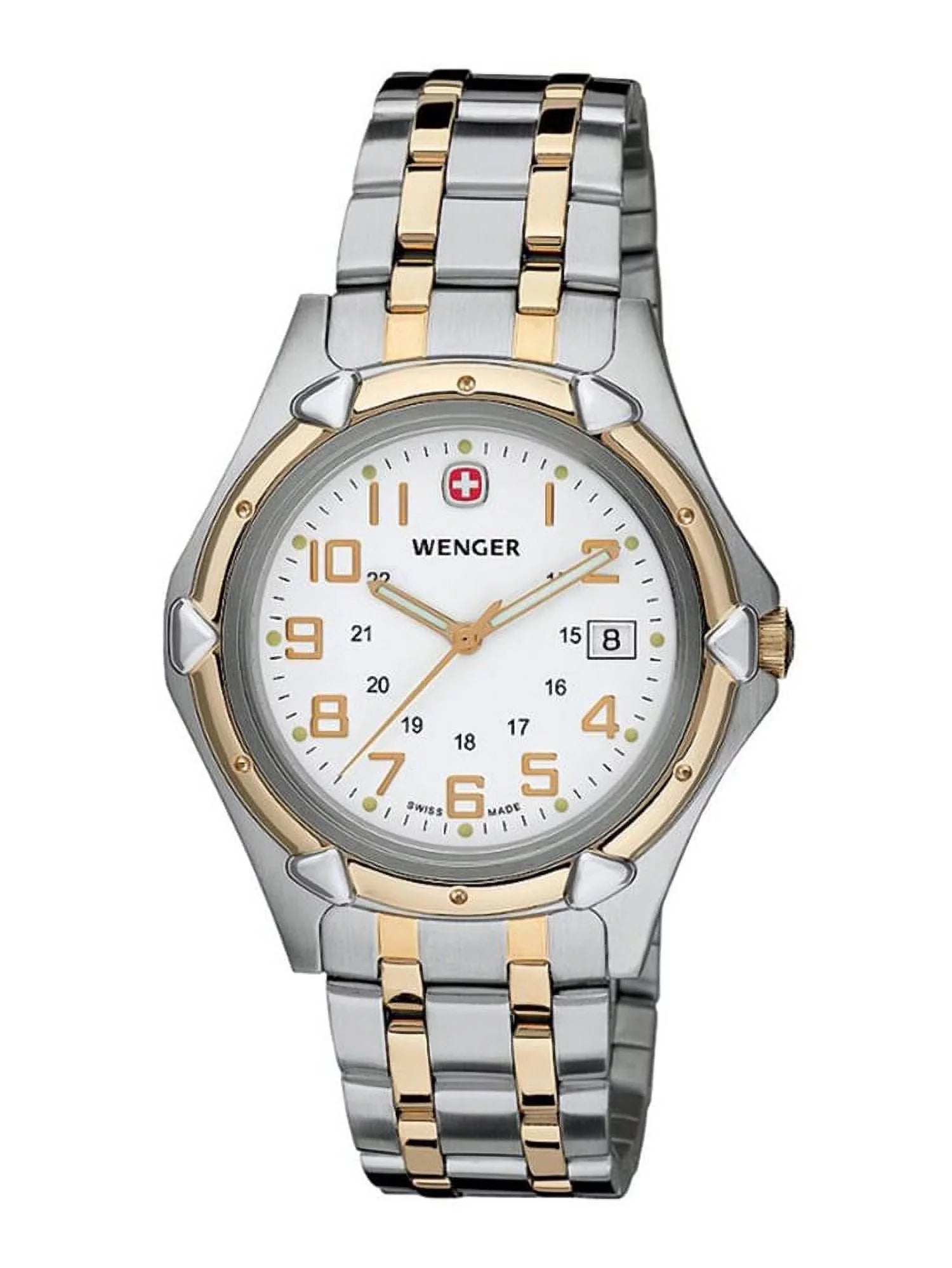 Men's 41mm Two Tone Steel Bracelet Steel Case Quartz White Dial Analog Watch 73117