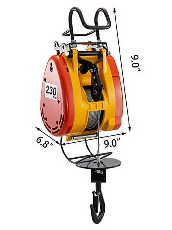 Lift Electric Hoist 230kg Capacity Electric Winch 507lbs with 98ft/30m Length Steel Wire Rope Remote Control Crane Overhead Electric Trolley with Pulley System 110 Volts 1 Phase