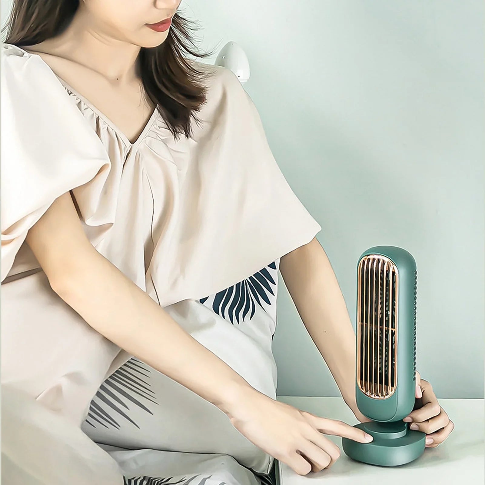 Anself Small Desk Tower Fan 3 Speed Portable  Mini Cooling Tower Fan Dual Air Circulation Standing Fan for Home Office Desktop Bedroom