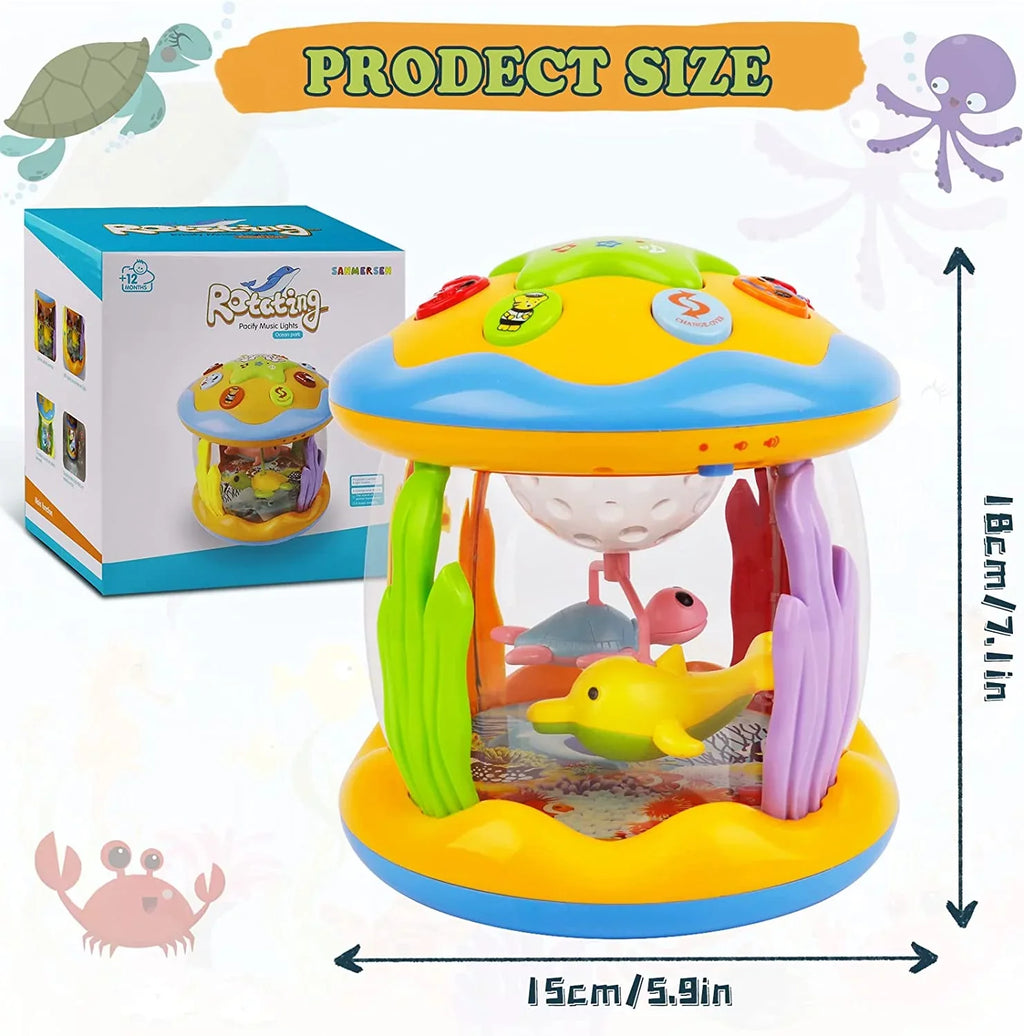 Baby Toys For 6-12 Months,4 in 1 Musical Projector Educational Learning Infant Toys,Ocean Rotating Light Up Toys for Toddlers