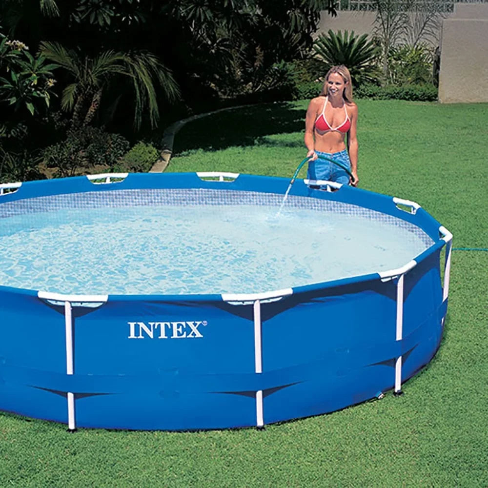 Intex Metal Above Ground Pool w/ Pump, Filter Cartridge 6 Pack, and Cover