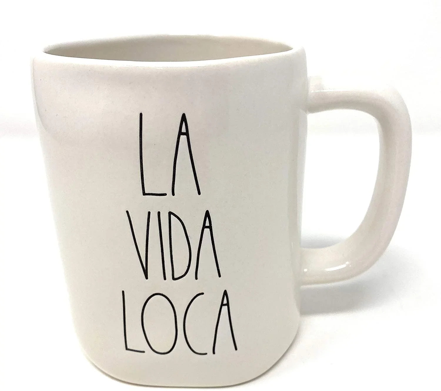 Rae Dunn    White Ceramic Mug with  Black