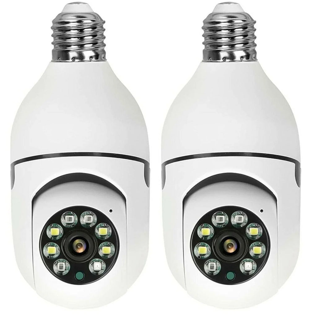 2PCS Wireless Security Camera,   Camera, E27 Light Bulb 1080P  Security Monitor Cam with Infrared Night Vision, White (Supports 2.4G &5G Wi-Fi)