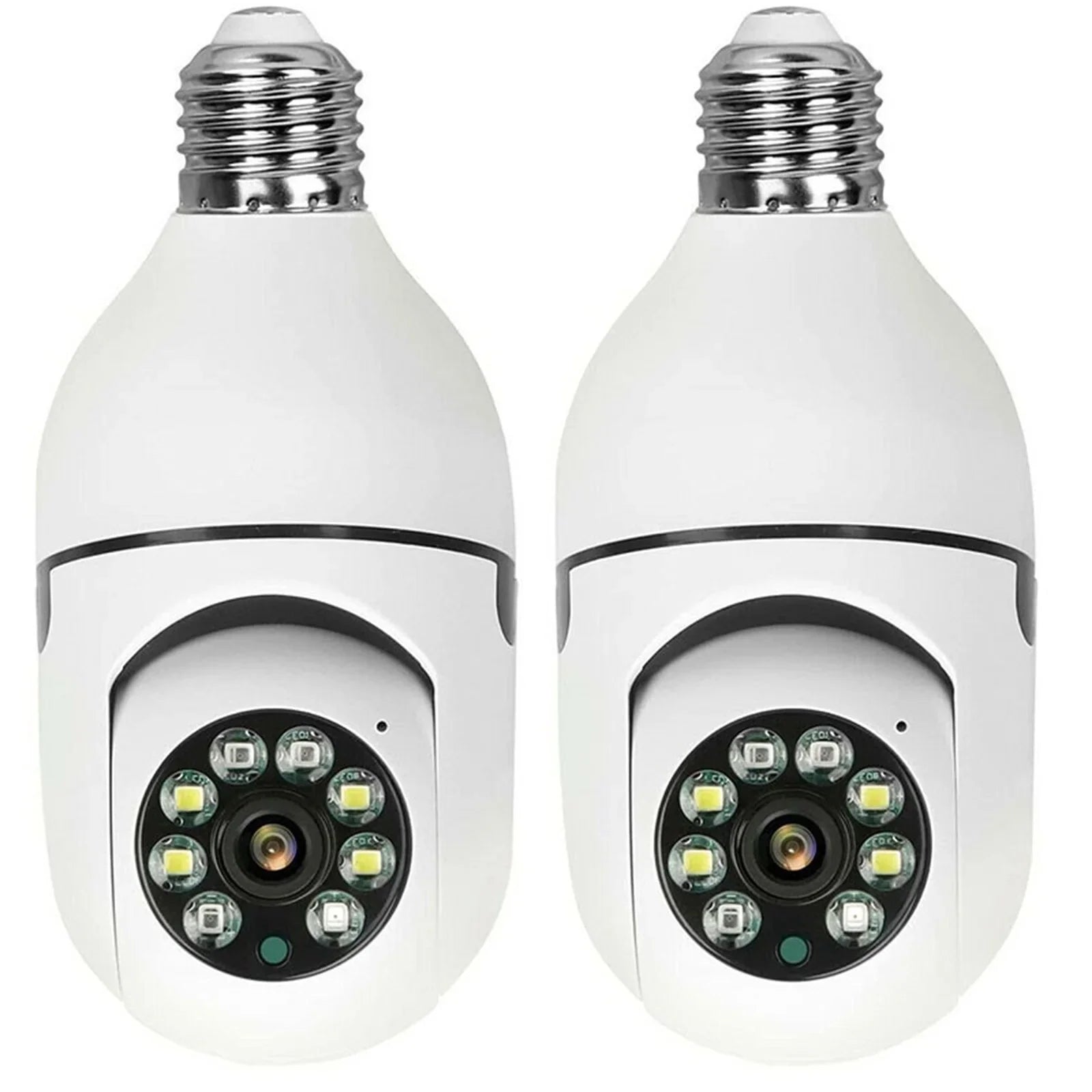 2PCS Wireless Security Camera,   Camera, E27 Light Bulb 1080P  Security Monitor Cam with Infrared Night Vision, White (Supports 2.4G &5G Wi-Fi)