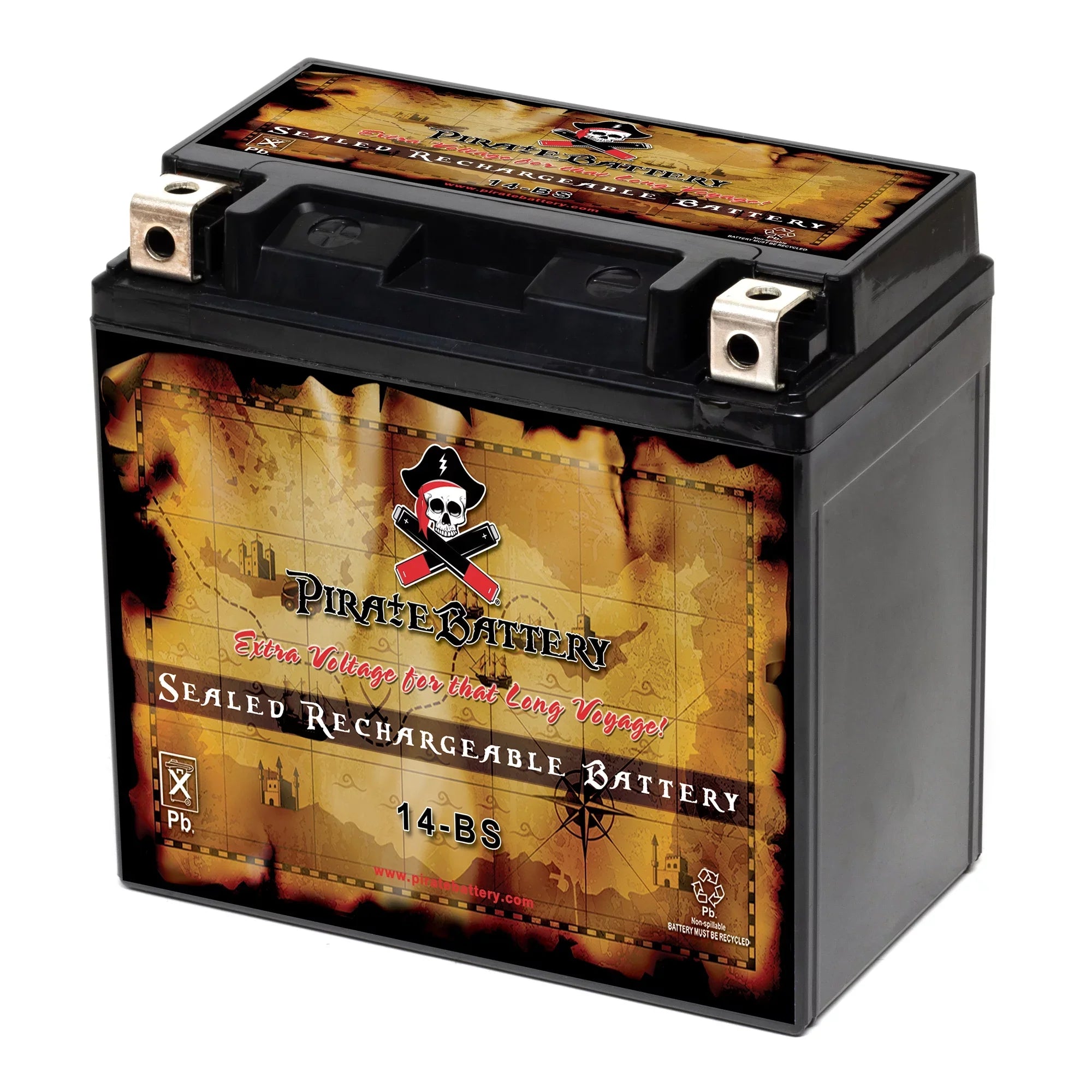 Pirate Battery YTX14- (14- 12 Volt,12 Ah, 200 ) Motorcycle Battery for Honda 1100cc Vt1100c, C3, T Shadow (spirit, Aero, A. C. E. Tourer) 2007