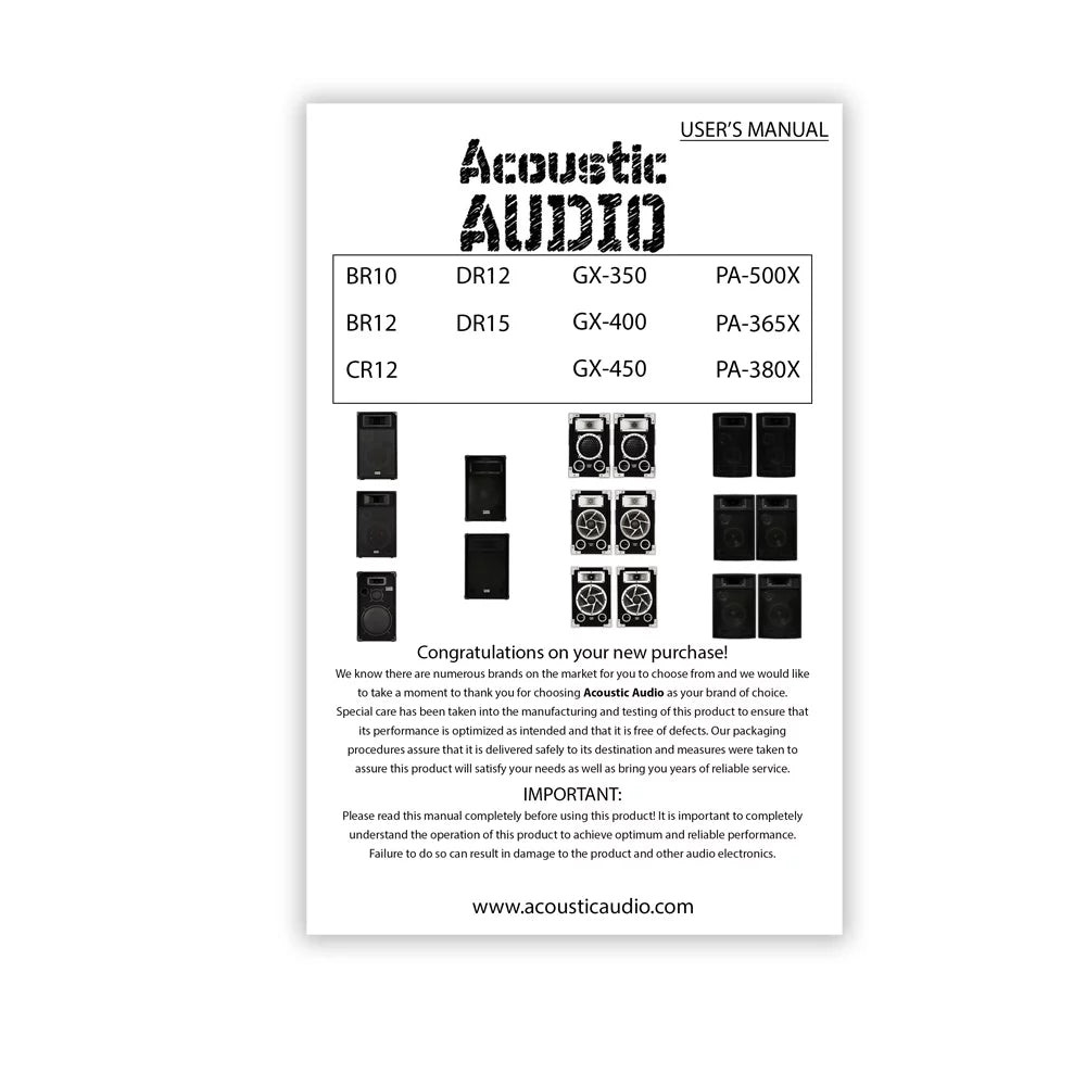 Acoustic Audio CR12 Passive 12"  Speaker 3-Way  Karaoke Band Home Monitor