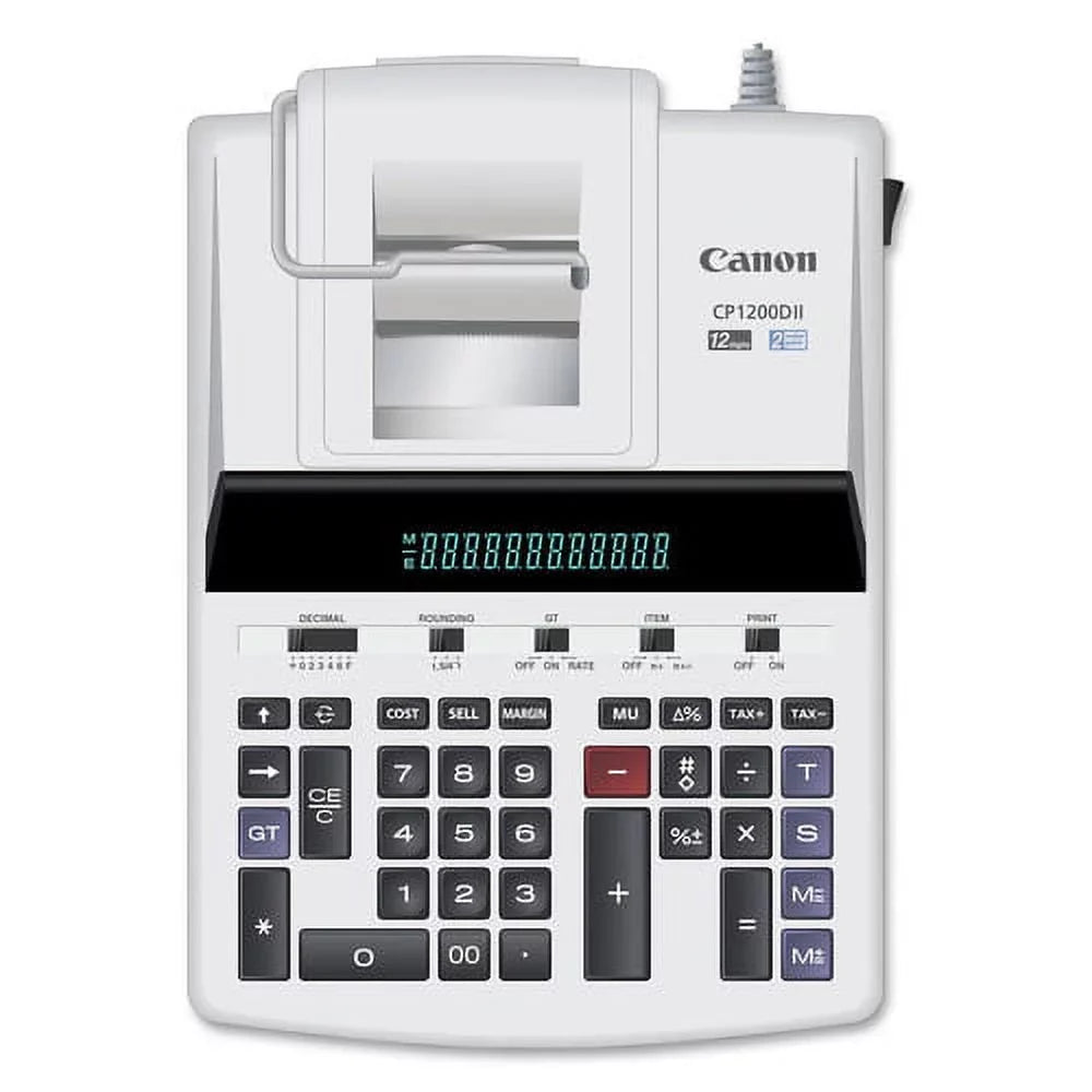 Canon CP1200DII 12-Digit Commercial Desktop Printing Calculator, / Print, 4.3L/Sec