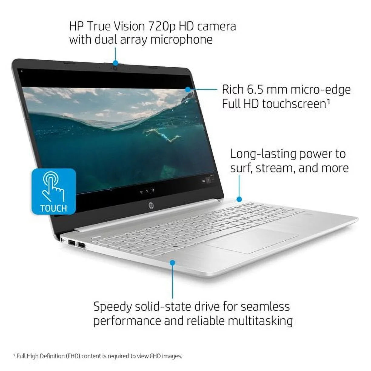15.6"  Touchscreen Business Laptop, 11th Gen Intel Core i3-1115G4 Processor, Windows 10 Pro, 12GB , 512GB , , Wi-Fi 5, Bluetooth, Fingerprint Reader, Silver