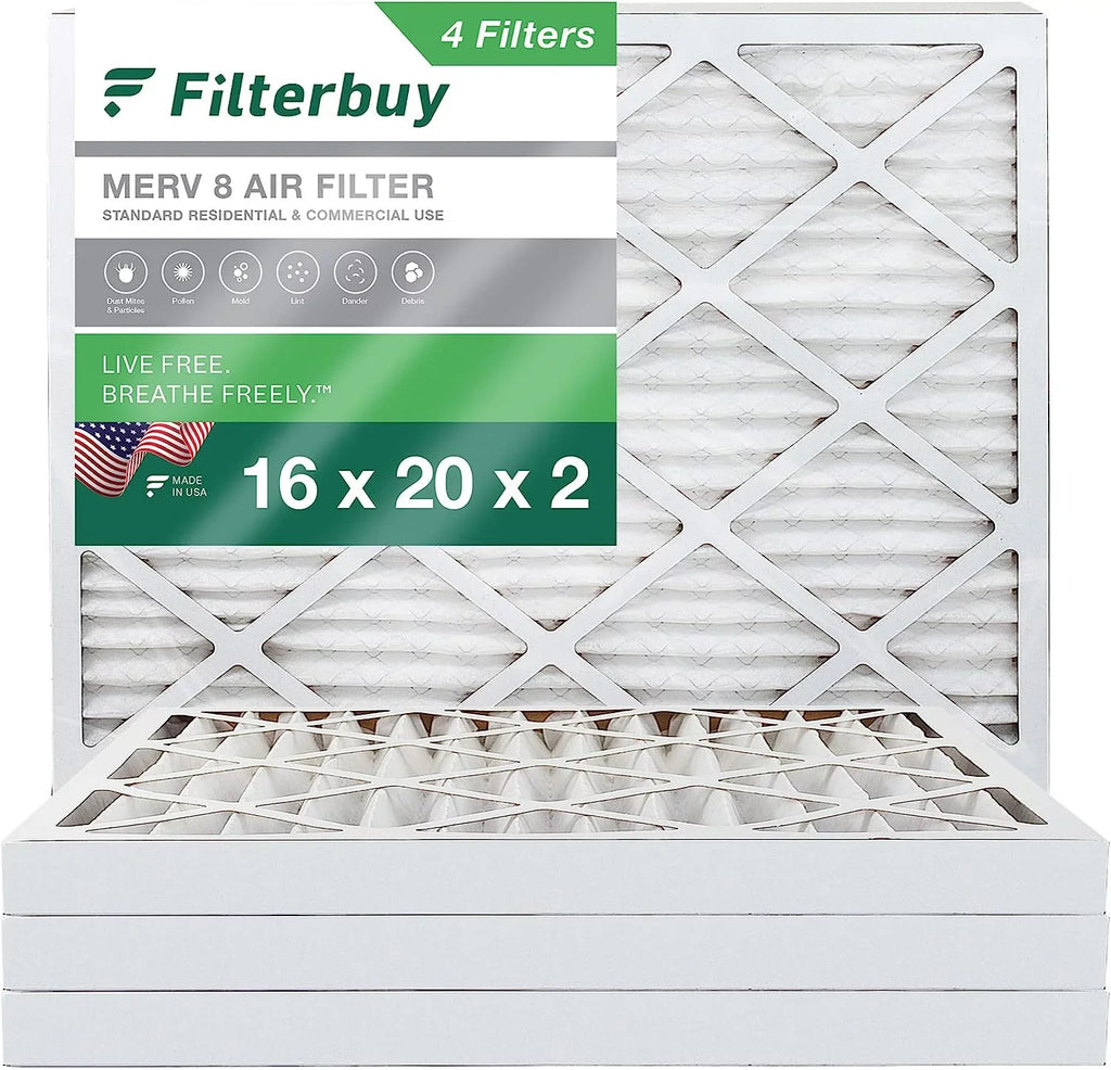 Filterbuy 16x20x2  8 Pleated   Furnace Air Filters (4-Pack)