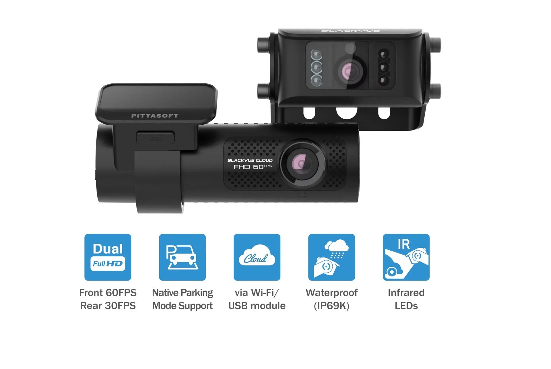 BlackVue DR770X-2CH- Front + Waterproof Exterior Dash Cam With 128GB Card | Cloud-Ready 1080p 60FPS  & WiFi