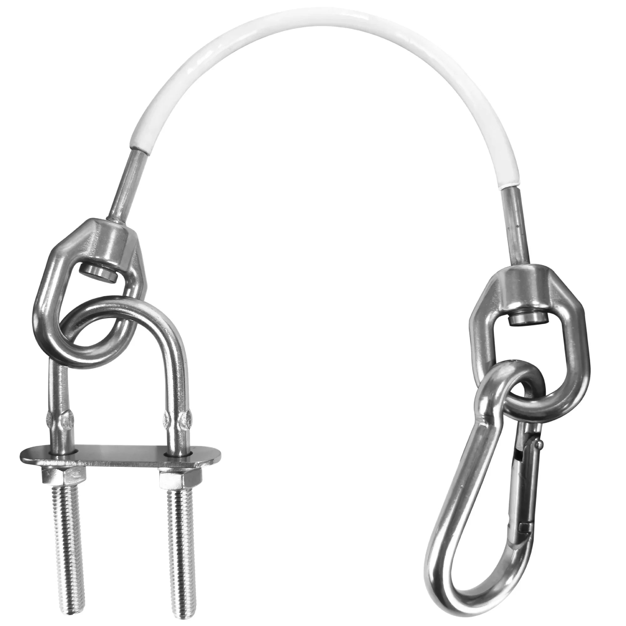 Five Oceans 12-Inch Anchor Safety Straps, Heavy Duty 7x19  Coated Stainless Steel 6mm Wire Rope, Includes 5/16-Inch Carabiner Snap Hook and 5/16-Inch U-Bolt - FO4560