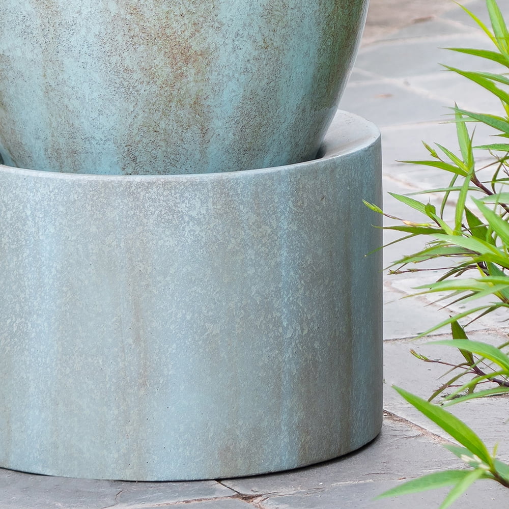 CoSoTower 19.5X19.5X32.5" Heavy Outdoor Cement Fountain Antique Blue, Cute Unique Urn Design Water Feature for Home Garden, Lawn, Deck & Patio