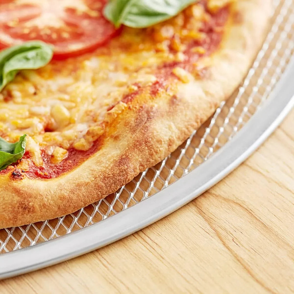 TrueCraftware- Set of 2 Aluminum 19” Pizza Baking Screen Seamless Rim- Bakeware Pizza Screen Round Pizza Pan Tray Round Baking Tray for Home Kitchen Pizzeria & Restaurants