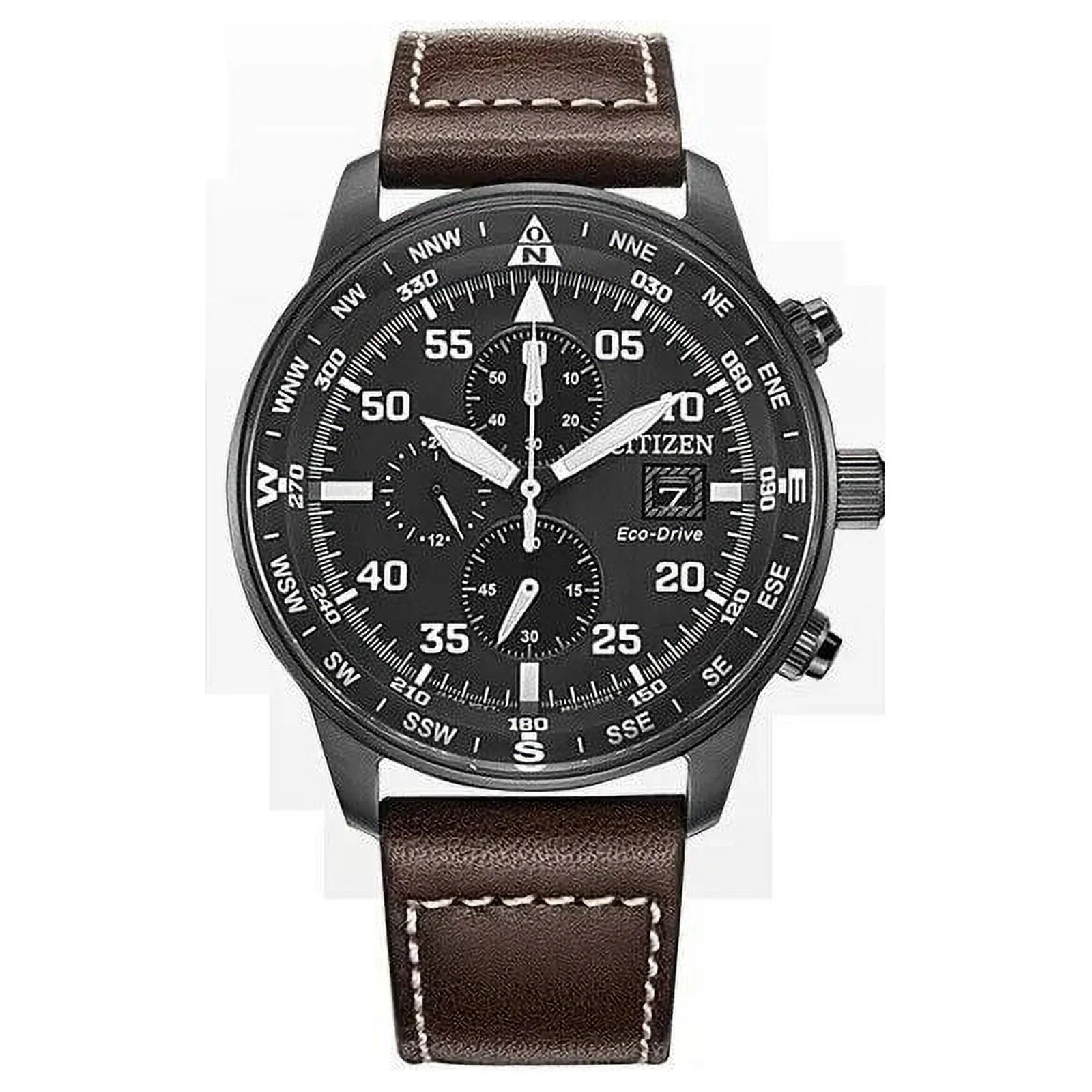 Men's Classic Business Aviator Chronograph Black Dial Eco-Drive Watch