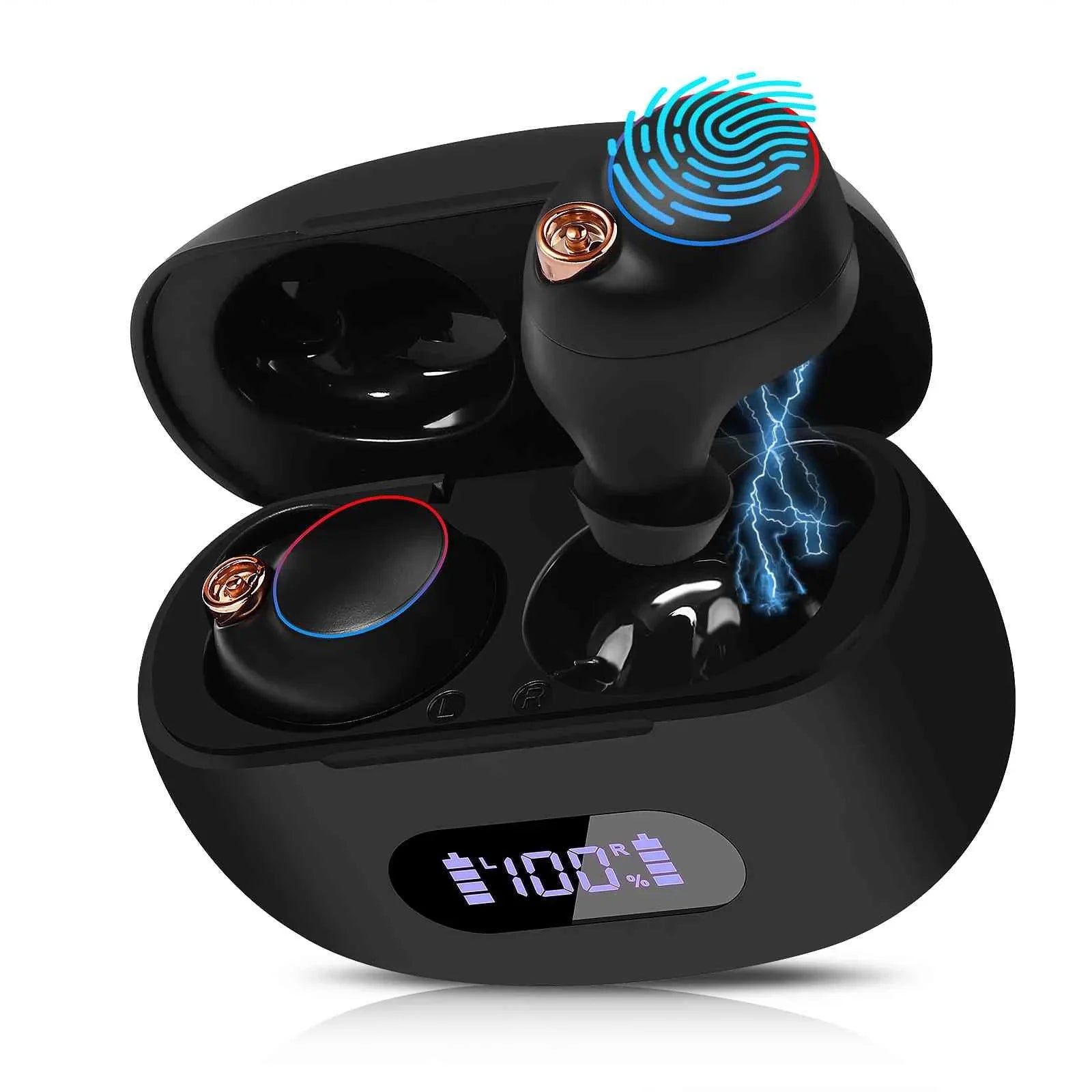 UrbanX True Wireless Bluetooth Earbuds + Charging Case, Black, Dual Connect, IPX5 Water Resistance, Bluetooth 5.2 Connection, Balanced, Bass Boost Compatible with Lenovo Tab P11 Plus