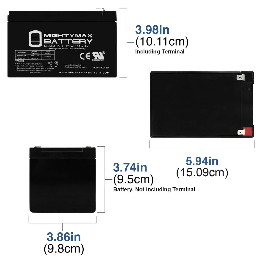 12V 15AH Battery Replacement for  500W Electric Scooter - 3 Pack