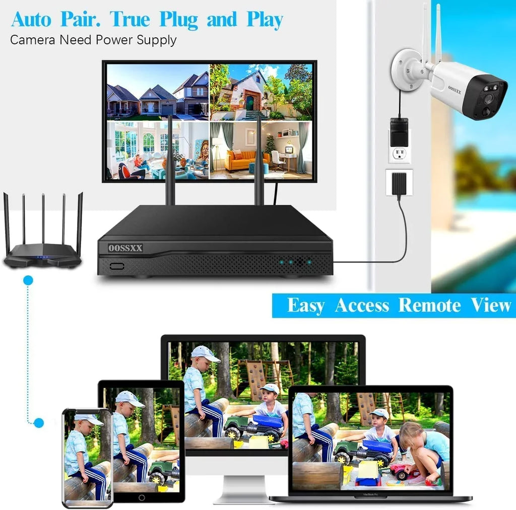 5.5MP Security Camera System,8PcsOutdoor camera, Security Cameras Wireless Wifi ,night vision surveillance cameras, 2-Way Audio