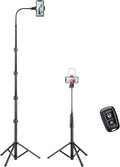 Phone Tripod, 80" Tall Tripod Stand with 13" Adjustable Gooseneck, Cell Phone Tripod with Remote and Phone Holder,
