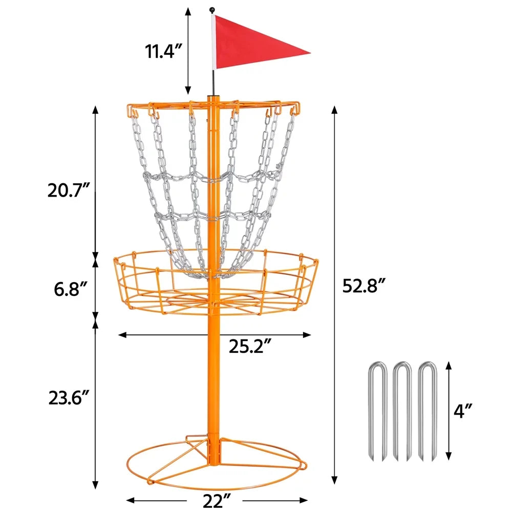 SmileMart 12-Chain Disc Golf Goal Target Practice, Orange