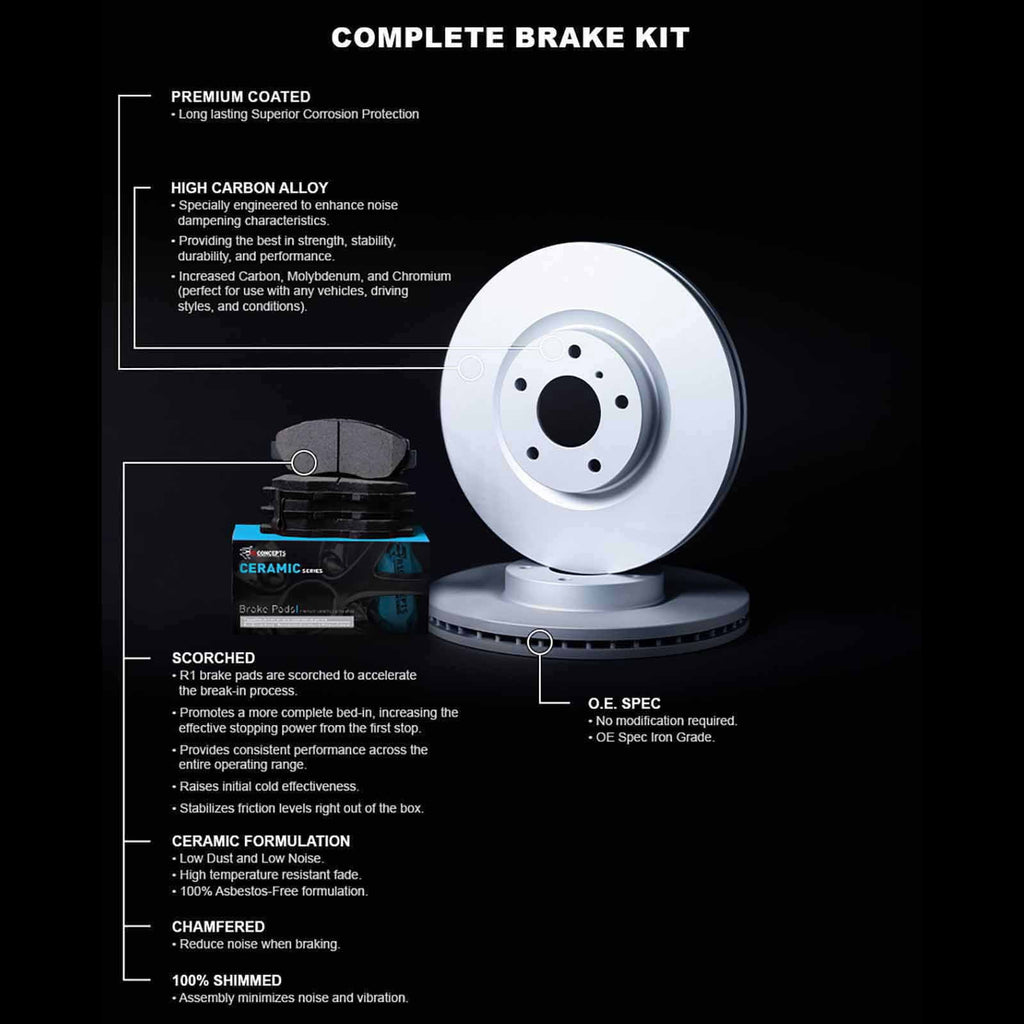 R1 Concepts Wdwh2 59054 R1 Concepts Brake Rotor Carbon Coated With Ceramic Pads Fits select: 2002-2003