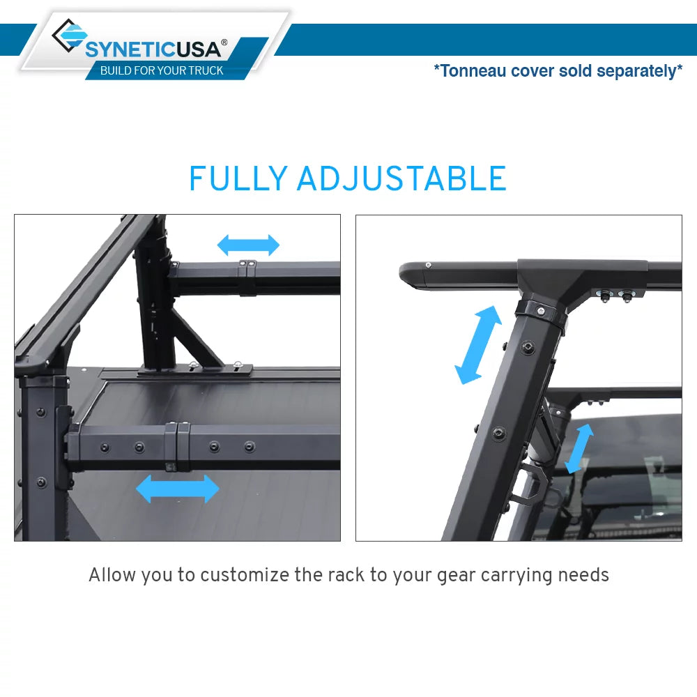 Syneticusa Overhaul  Adjustable Height Heavy Duty Truck Bed Ladder Rack