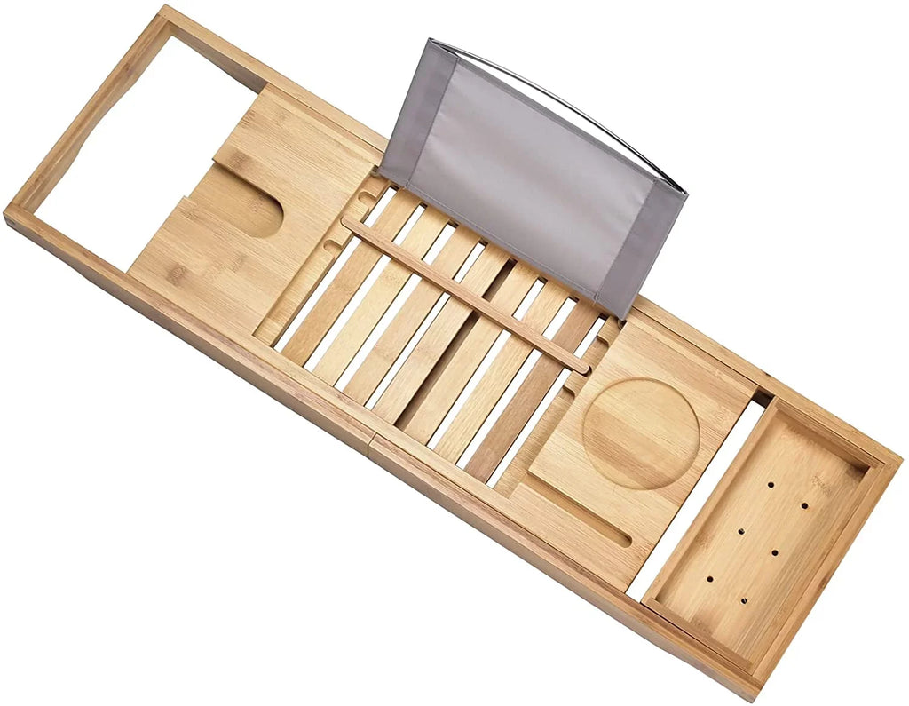 Luxury Bathtub Caddy Tray，Bamboo Bathtub Tray Caddy - Wood Bath Tray Expandable，Can be Placed Book and Tablet Smartphone & Wine Ho