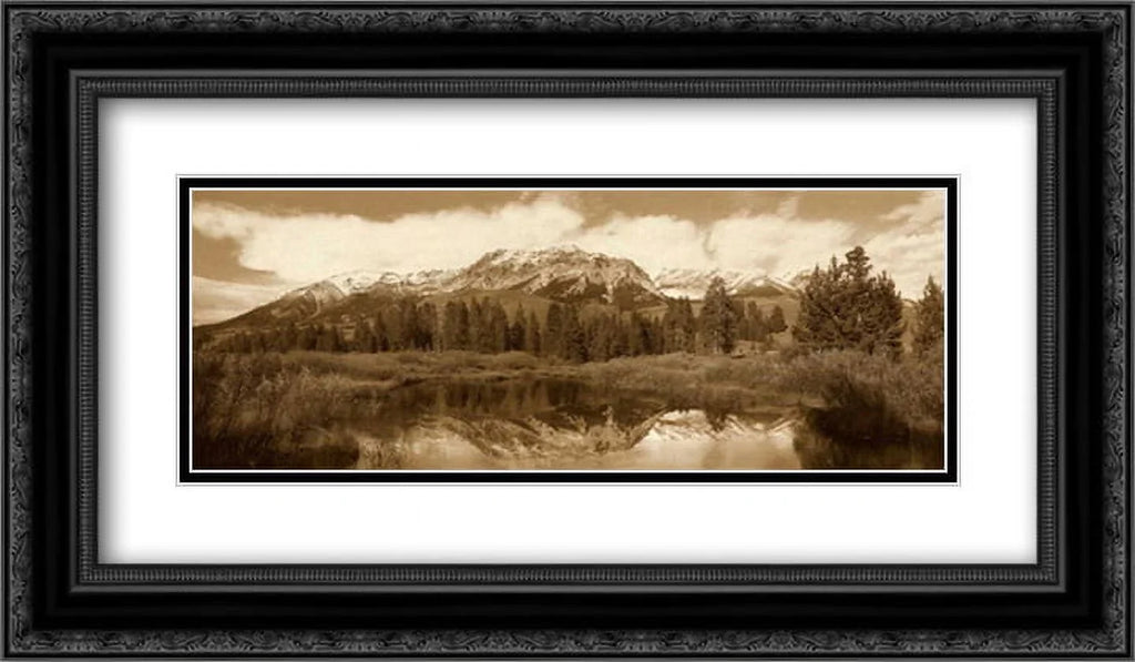 Easely Peak, Boulder Mountains, Idaho - Sepia 2x Matted 24x14 Black Ornate Framed Art Print by Fitzharris, Tim