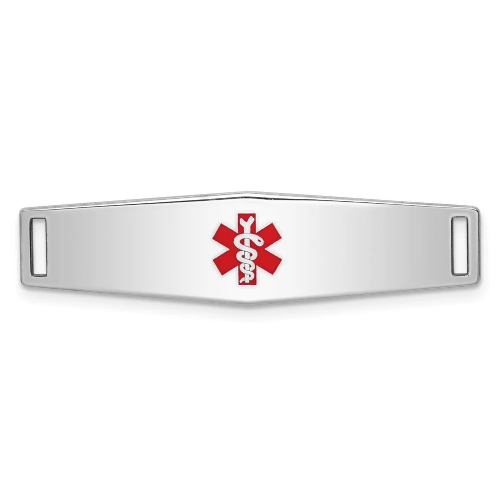 Auriga 925 Sterling Silver Medical Id Plate inch for Bracelet for Women(L- 37inch, W- 9mm)