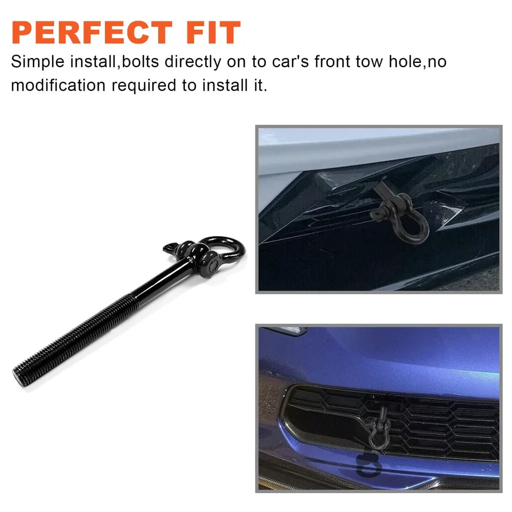 Kojem Steel Tow Hook Trailer Hitch Front Or Rear Trunk Hook for 2014-2023 Chevy Corvette C7 C8  Z06 ZR1 Replaces 15234068 Black