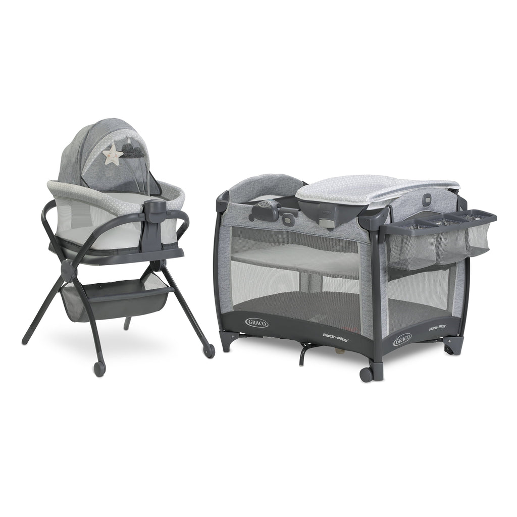 Graco Pack 'n Play Day2Dream Flat Bassinet Deluxe Playard,Grey, Unisex