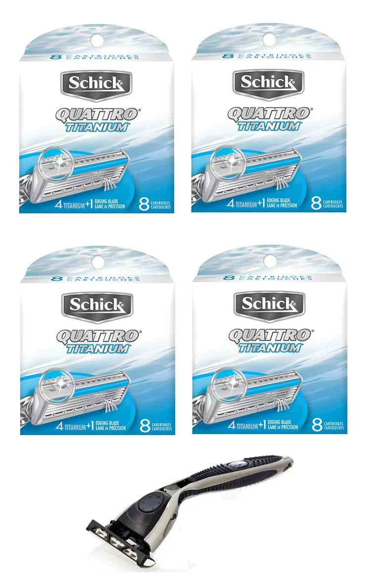 Compatible Razor + Schick Quattro Titanium Refill, 8 Ct (4 Pack)