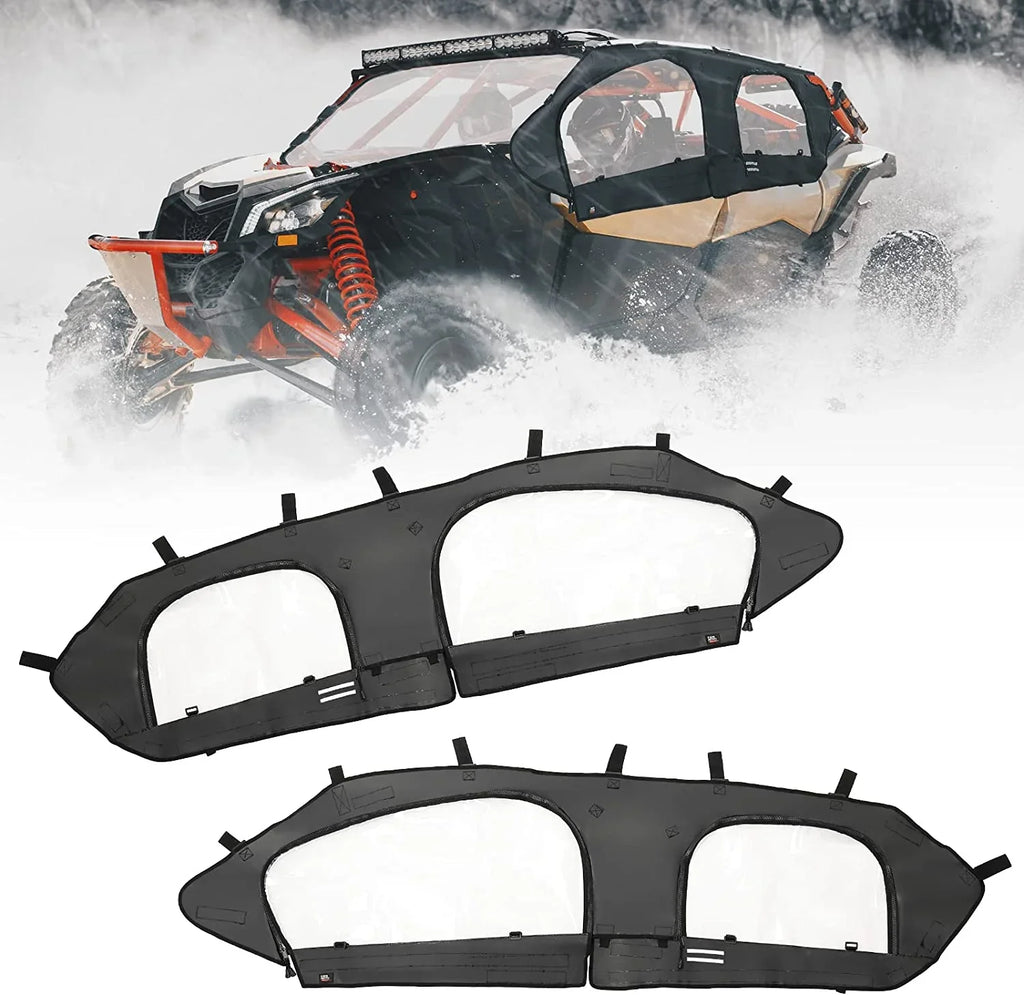 Kemimoto Soft Upper Door Set Kit,  Soft Cab Doors top Enclosure Compatible with 2017-2023 Can Am Maverick X3 Max 4 Seater Models