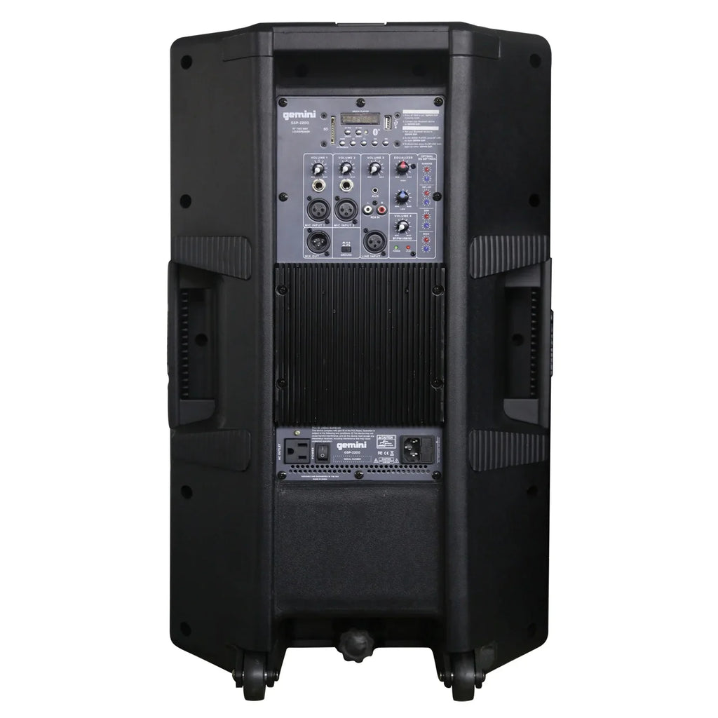 Gemini -2200 Ultra Powerful Bluetooth 2,200 Peak Watt Speaker with Built-In Media Player & -M200  Dual Wireless Microphone System , 843631171035