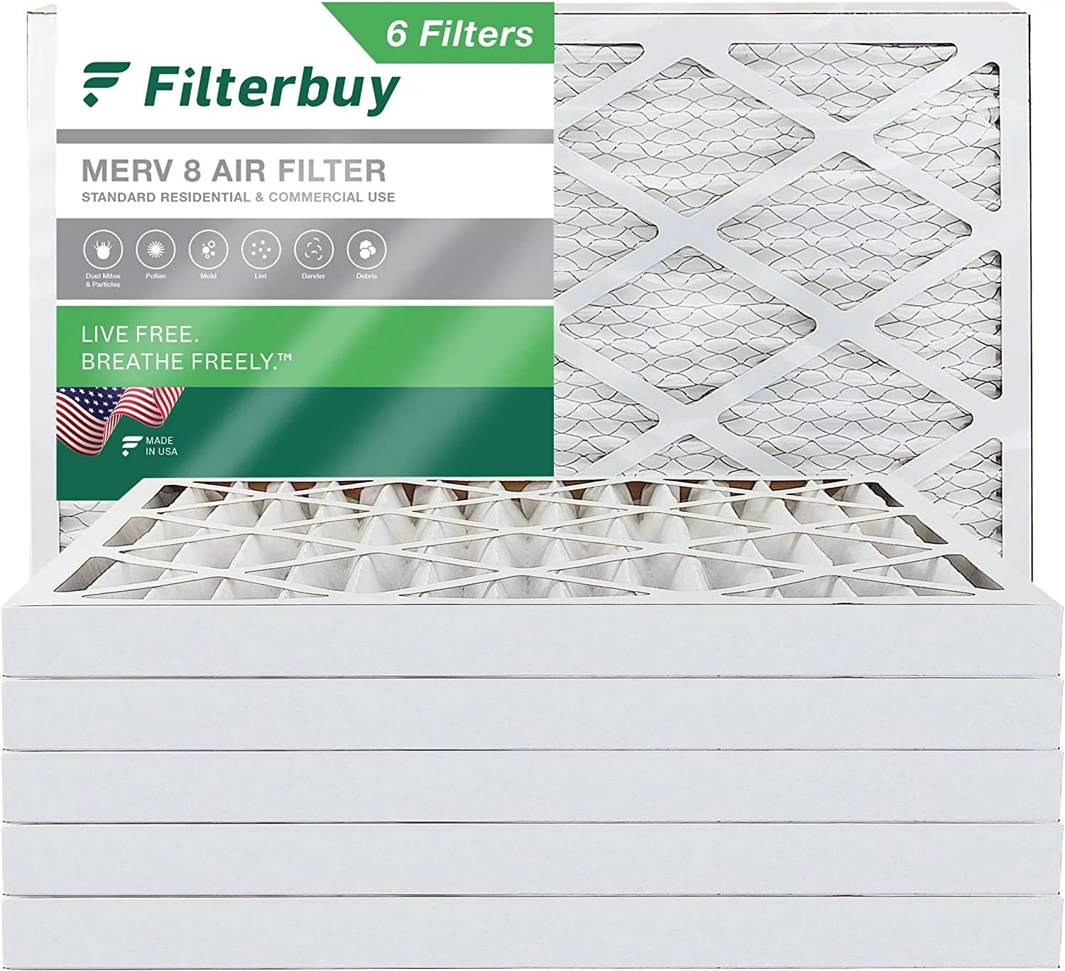 Filterbuy 16x36x2  8 Pleated   Furnace Air Filters (6-Pack)