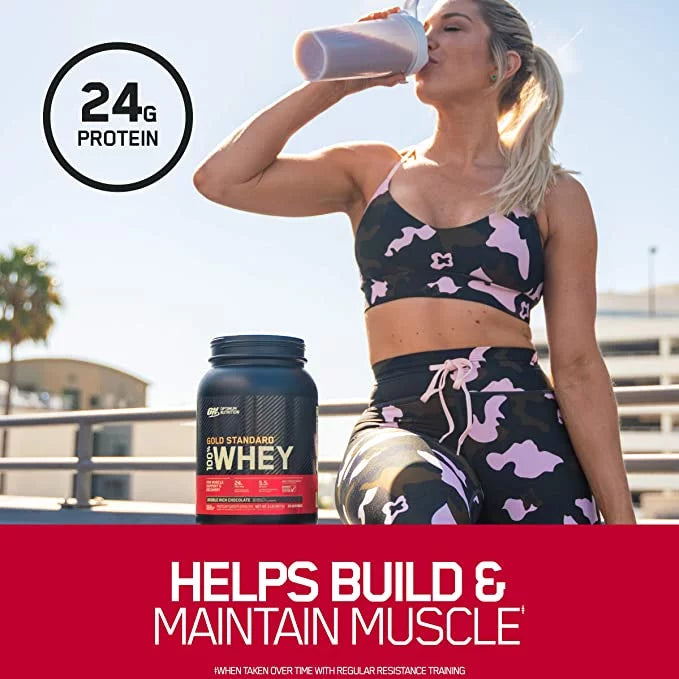 Optimum Nutrition, Gold Standard 100% Whey Protein Powder, Double Rich Chocolate, 1 lb, 14 Servings