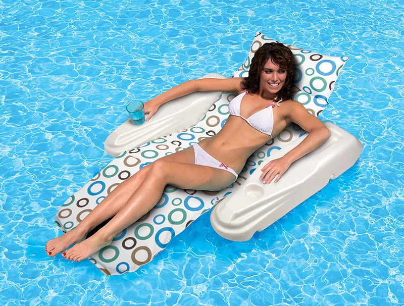 Swim Central 62" Rio Sun Mod Dots Adjustable Floating 1-Person Swimming Pool Chaise Lounge -