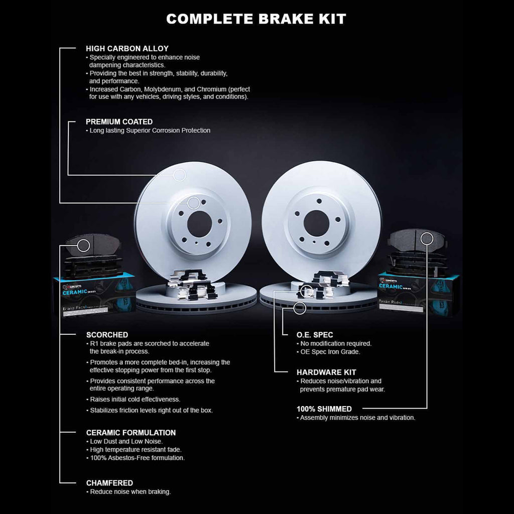 R1 Concepts Wdwh2 59054 R1 Concepts Brake Rotor Carbon Coated With Ceramic Pads Fits select: 2002-2003