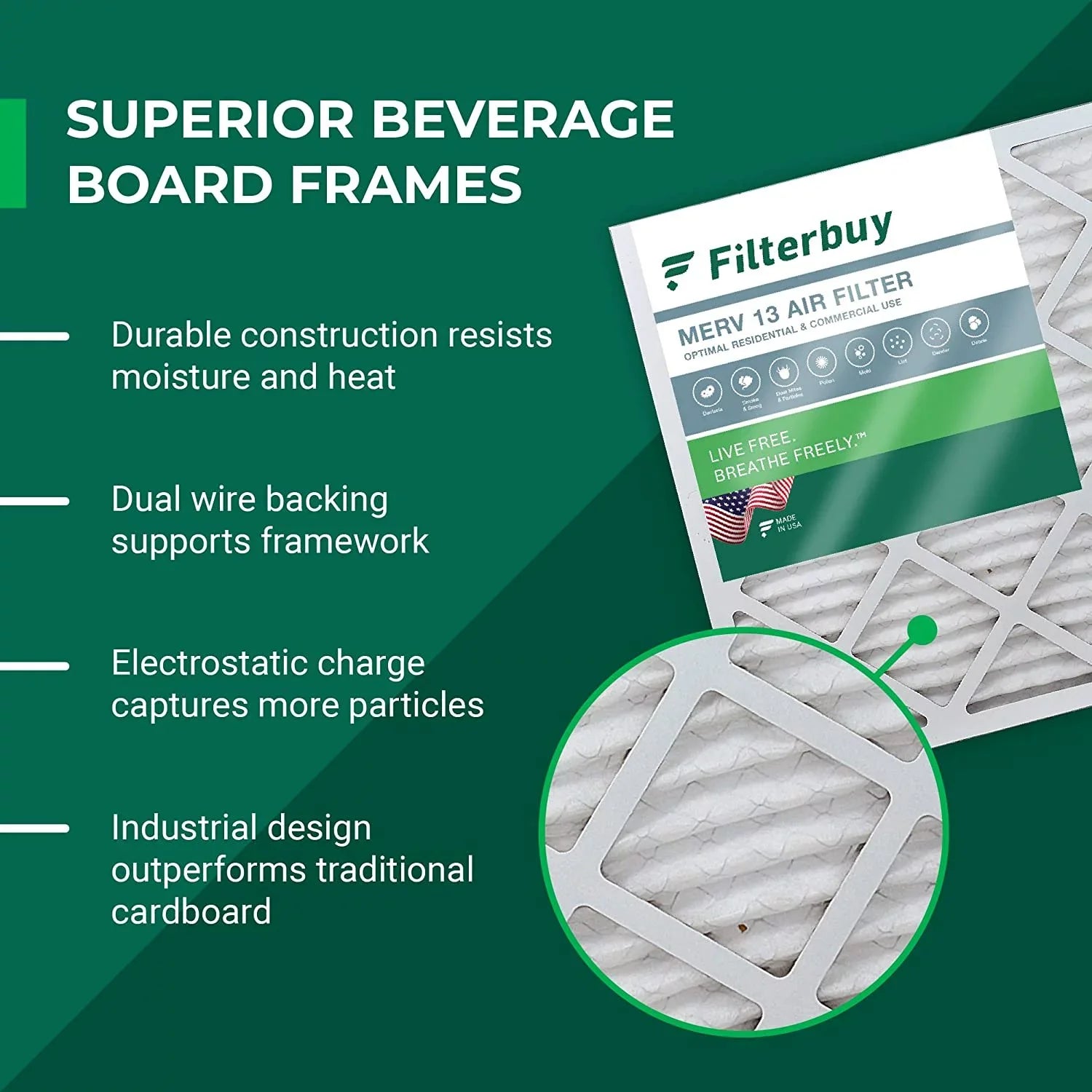 Filterbuy 15x20x1  13 Pleated   Furnace Air Filters (2-Pack)