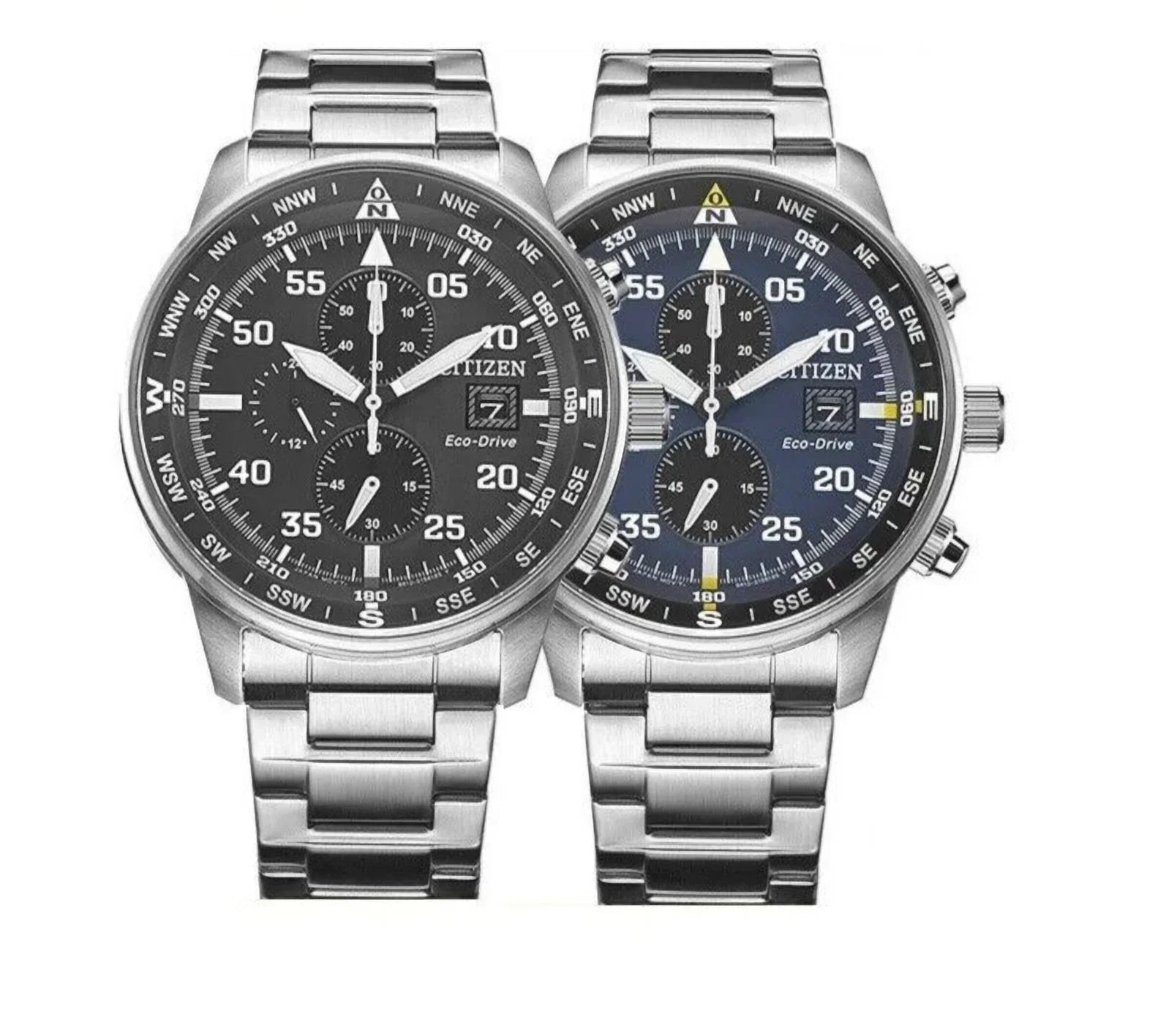 Men's Classic Business Aviator Chronograph Black Dial Eco-Drive Watch