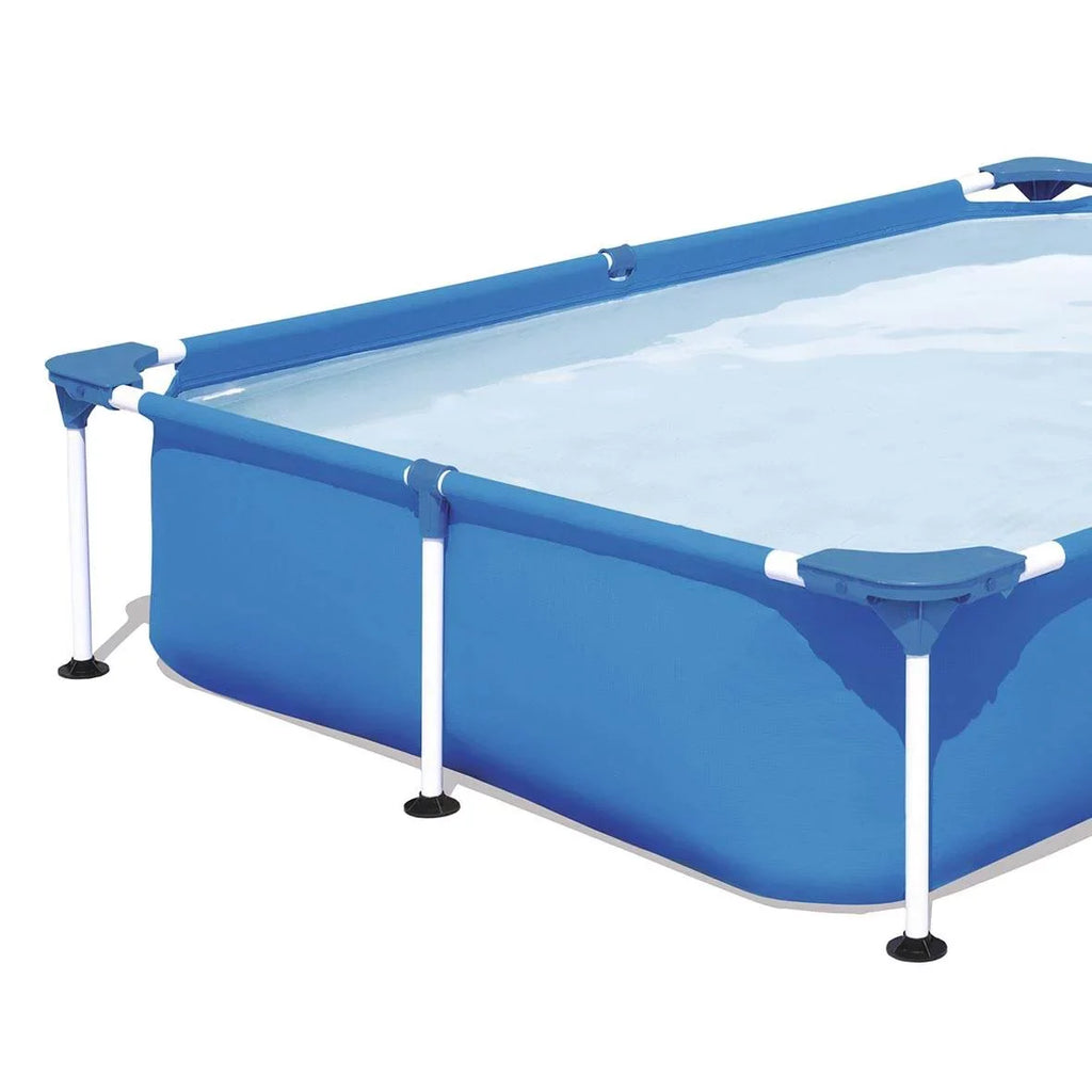 Bestway Steel Pro 7.25 x 4.9 x 1.4 ft Rectangular Above Ground Kids Swimming Pool, Metal Frame