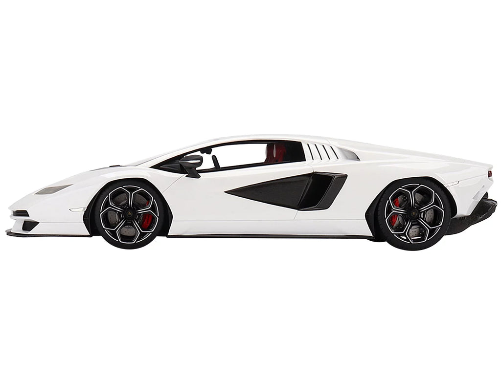 Diecast Lamborghini Countach  800-4 Bianco Siderale White with Black Accents 1/18 Model Car by Top Speed